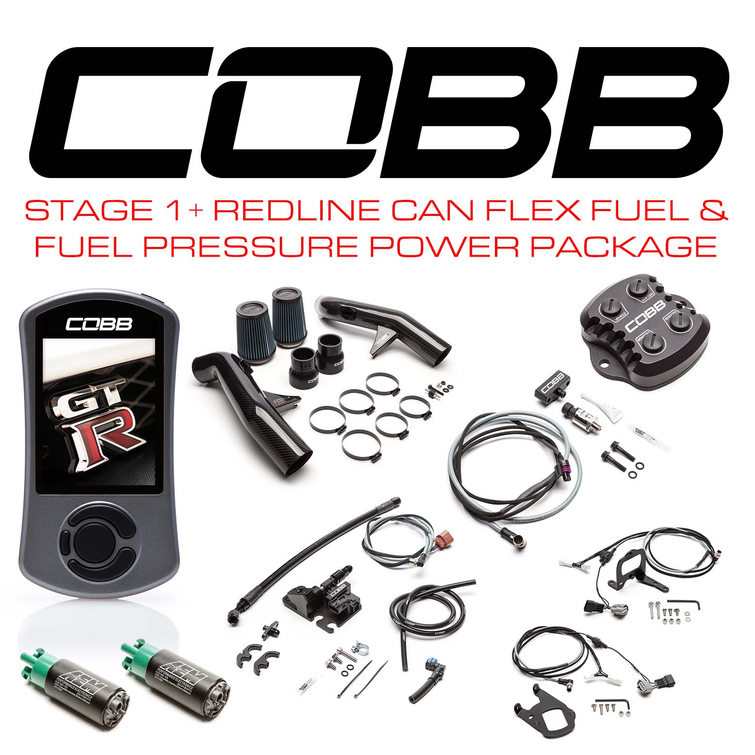 Nissan GT-R Stage 1+ Redline Carbon Fiber CAN Flex Fuel & Fuel Pressure Power Package w/TCM Flashing (NIS-006) 2009-2014