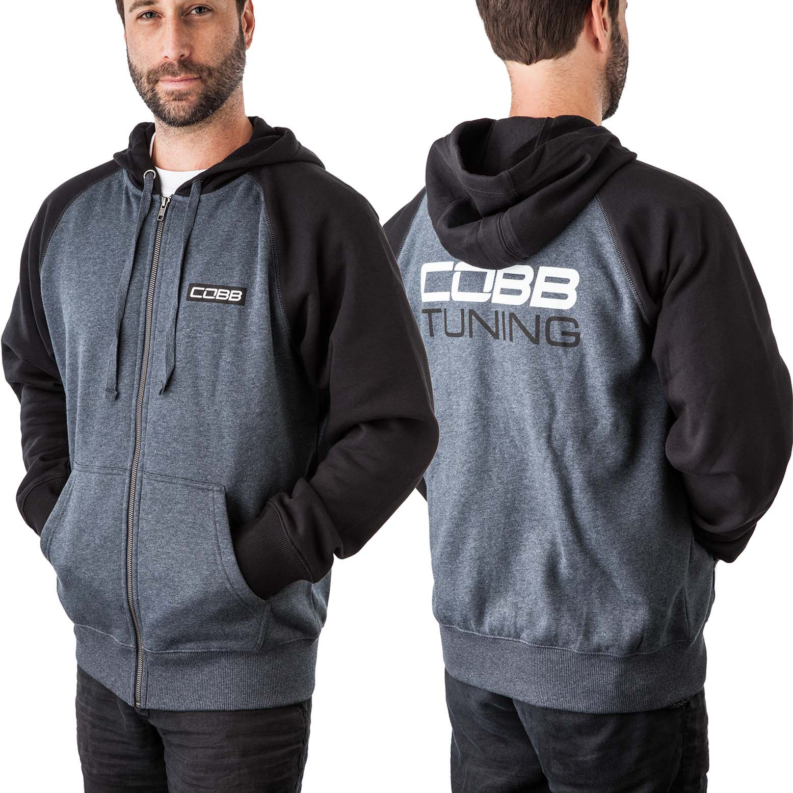 COBB Tuning Logo Full-Zip Hoodie - Men's Grey/Black