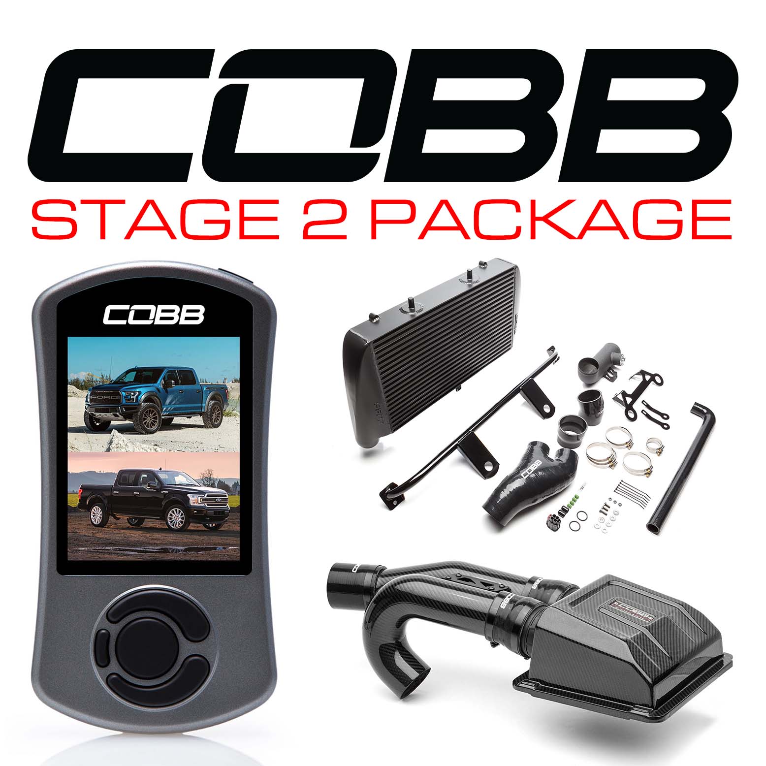 Ford Stage 2 Redline Carbon Fiber Power Package Black with TCM F-150 Ecoboost Raptor / Limited