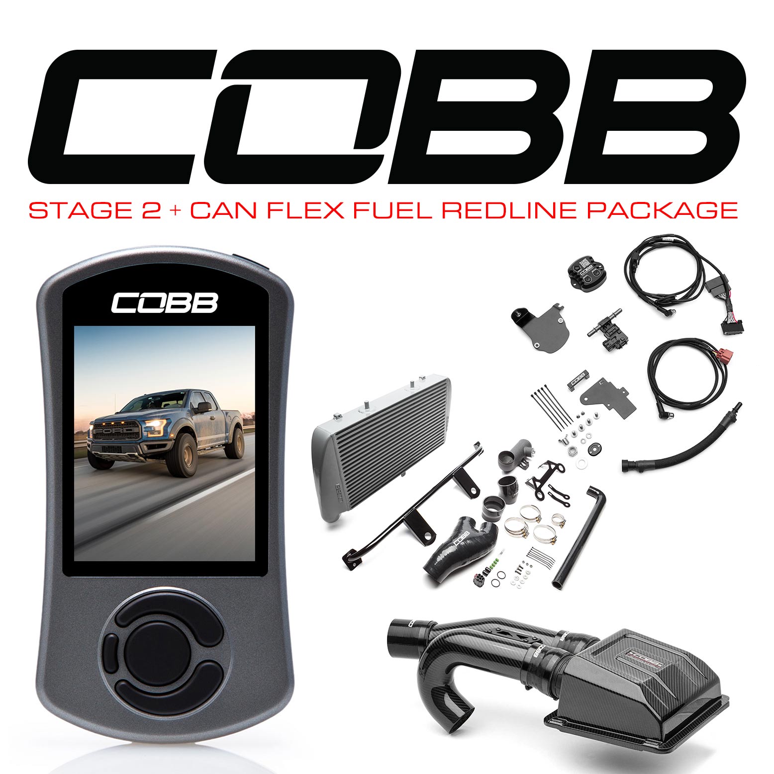 Ford Stage 2 + CAN Flex Fuel Redline Carbon Fiber Power Package Silver with TCM F-150 Ecoboost Raptor