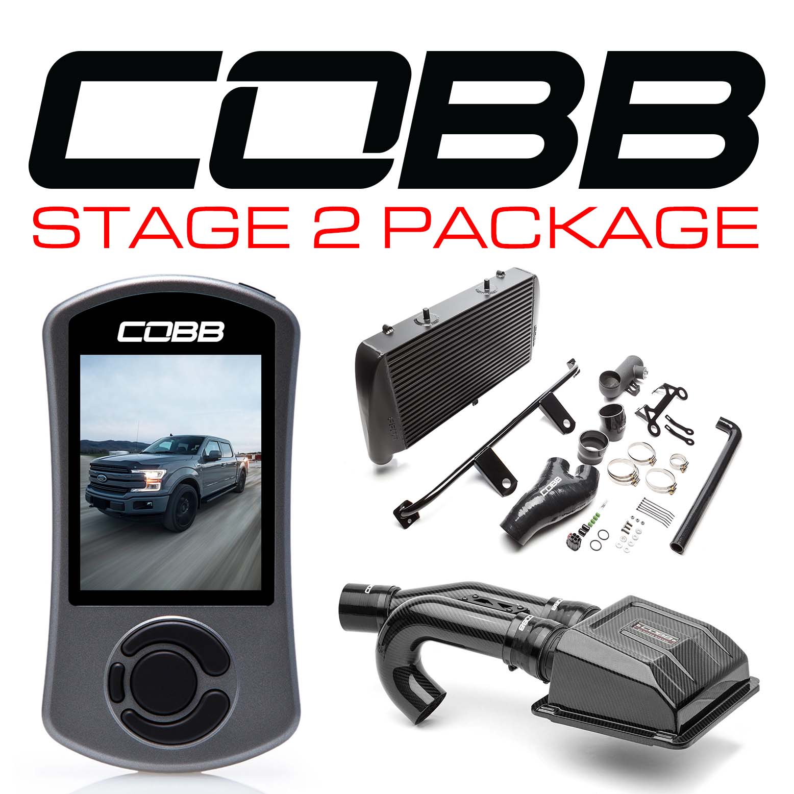 Ford Stage 2 Redline Carbon Fiber Power Package with TCM Black F-150 Ecoboost 3.5L 2017-2019