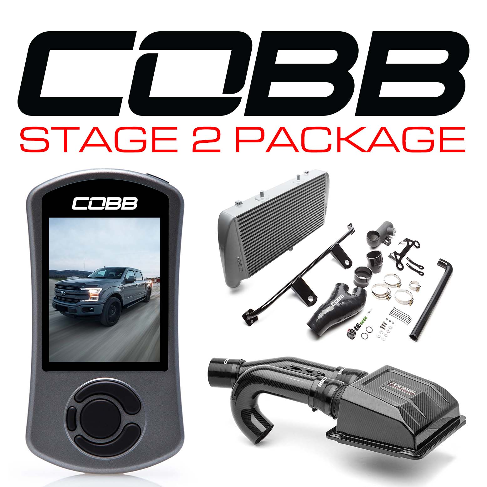 Ford Stage 2 Redline Carbon Fiber Power Package Silver with TCM F-150 Ecoboost 3.5L 2017-2019