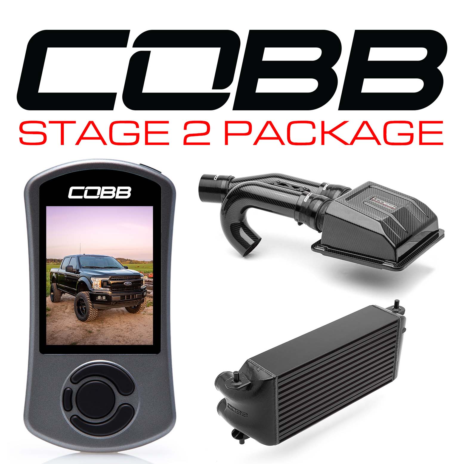 Ford Stage 2 Redline Carbon Fiber Power Package Black (Factory Location Intercooler) F-150 Ecoboost 3.5L 2020