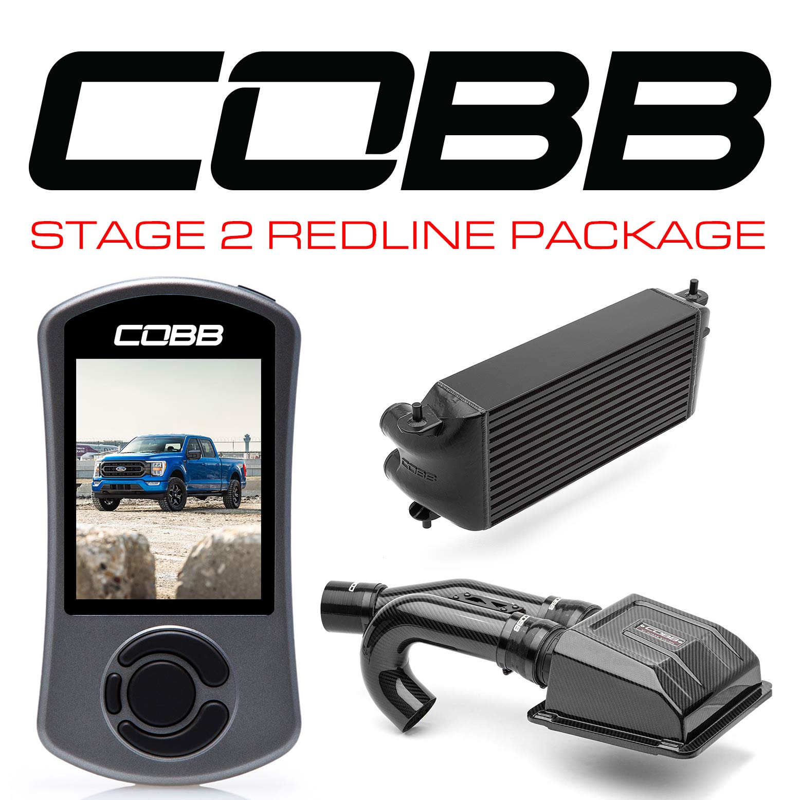 Stage 2 Redline Carbon Fiber Intake Power Package Black (Factory Location Intercooler) Ford F-150 Tremor 2021-2022