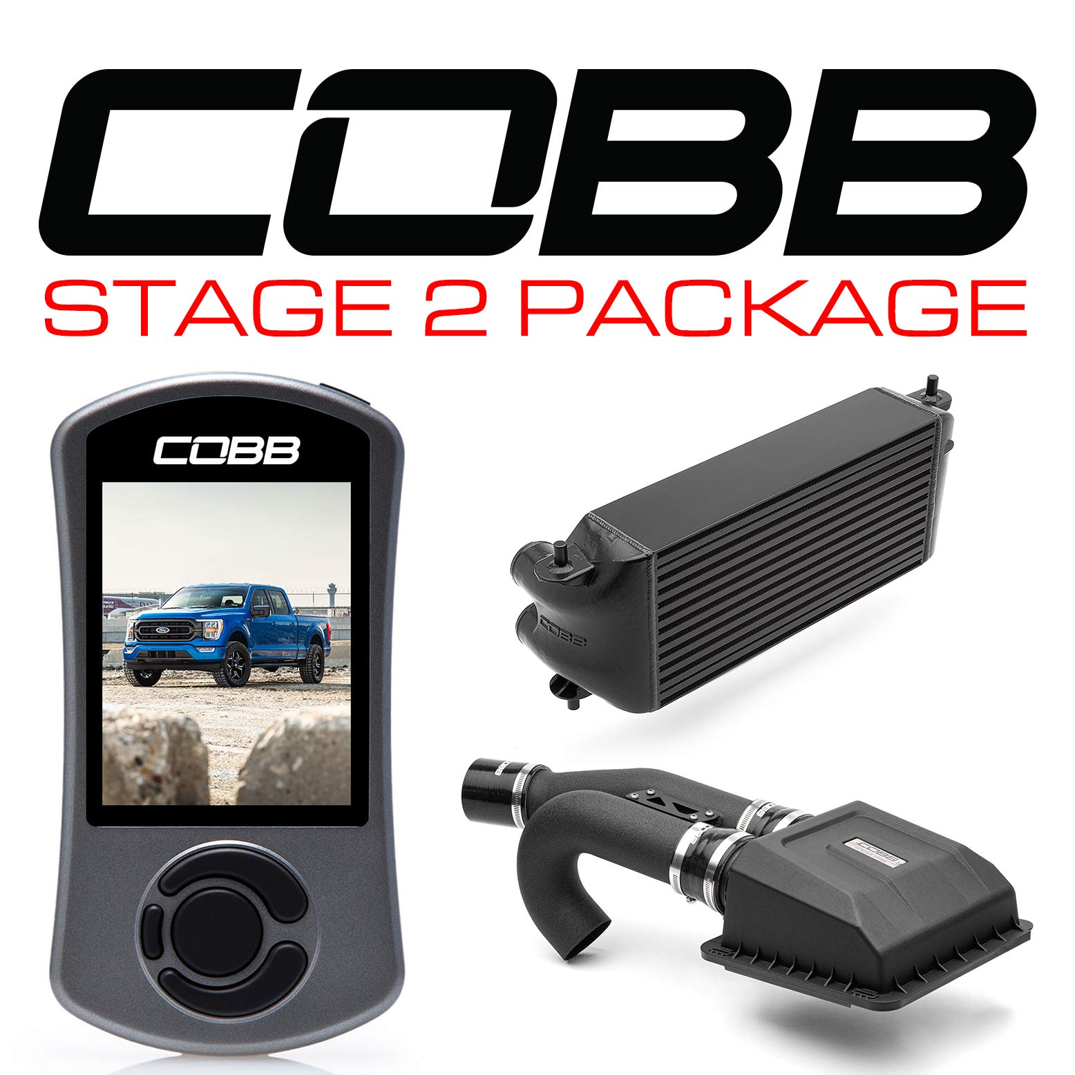 Stage 2 Power Package Black Factory Location Intercooler (w/ HCT Intake) Ford F-150 Tremor 2021-2022