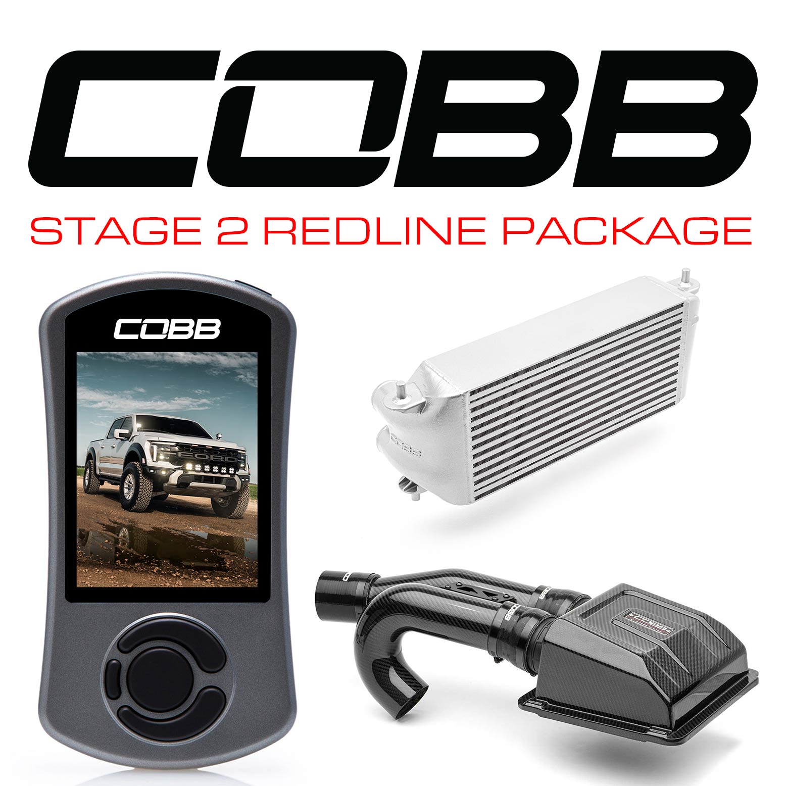 Stage 2 Redline Carbon Fiber Power Package Silver (Factory Location Intercooler) for Ford Raptor 2024-2025