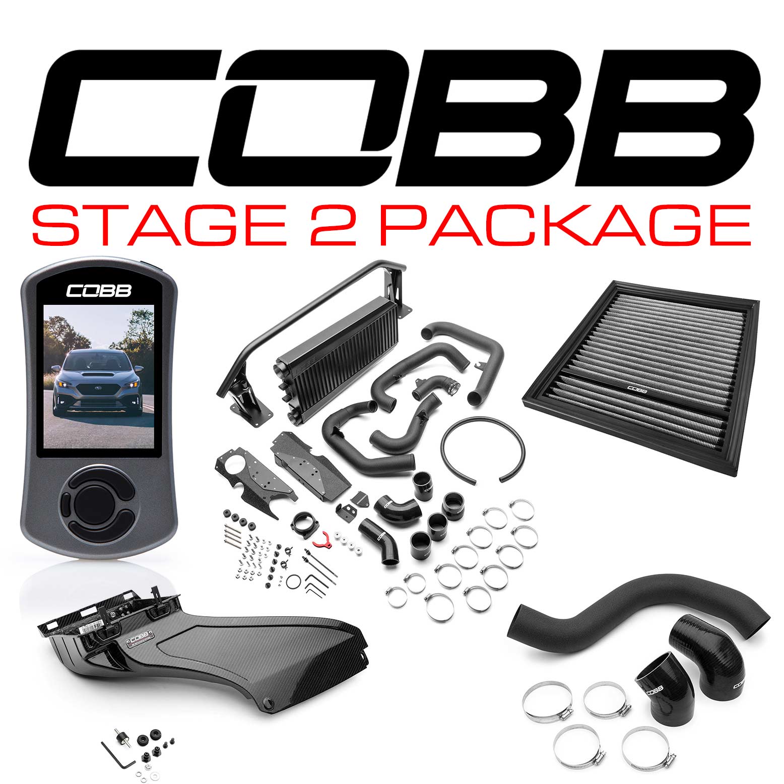 Subaru Australia Stage 2 Power Package Black (FMIC) Gloss Carbon Fiber WRX 2022-2024