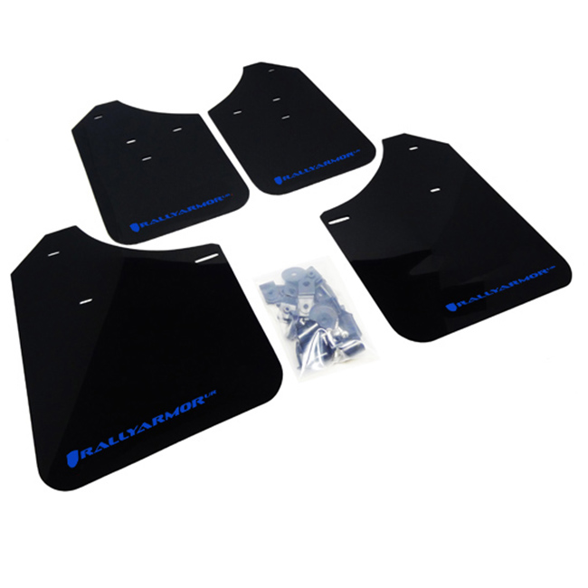 Rally Armor UR Mudflaps Black Urethane Blue Logo Subaru STI 2004-2007, WRX Sedan/Wagon 2002-2007