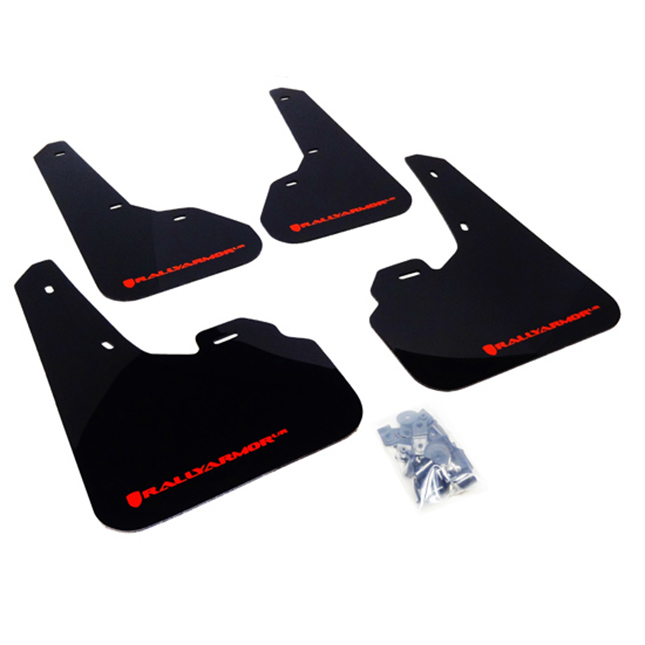 Rally Armor UR Mudflaps Black Urethane Red Logo Mazdaspeed3 2010-2013