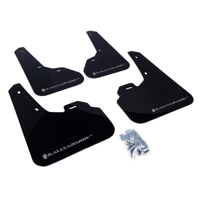 Rally Armor UR Mudflaps Black Urethane Silver Logo Mazdaspeed3 2010-2013