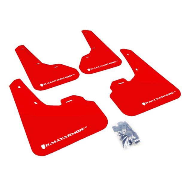 Rally Armor UR Mudflaps Red Urethane White Logo Mazdaspeed3 2010-2013