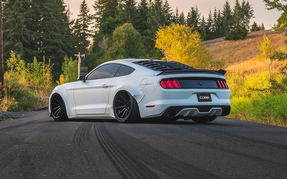 White 2021 mustang car with upgraded ecu tuning